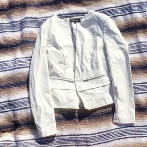 Black Rivet Vegan leather White Moto Jacket   Side Pockets Buckle